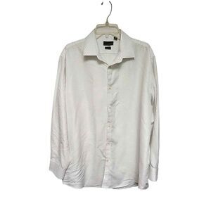 Black Label By Ruffini Men's Polka-Dots White/Gray Long Sleeve Slim-Fit 17-17½